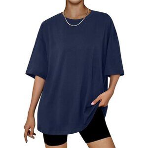 Womens Oversized Summer T Shirts Business Casual Dressy Shorts Navy